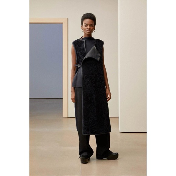 Jil Sander Pants - Jil Sander Black Wool Blend Wide Leg Trousers Side Button Detail Size 44